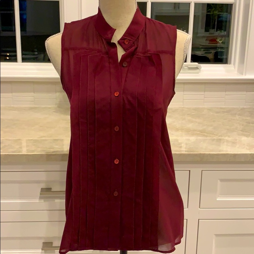 Theory OLIM burgundy sleeveless blouse